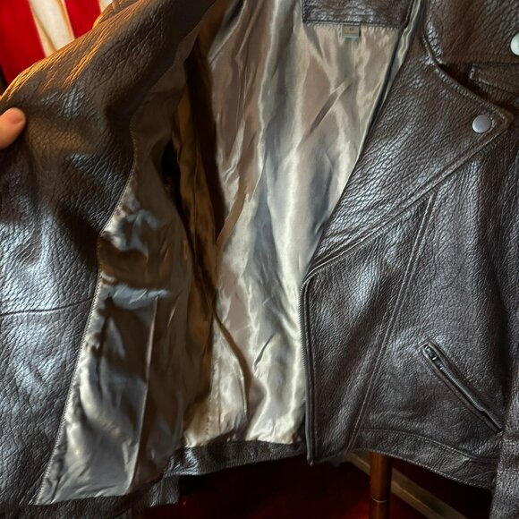 JOHN VARVATOS 25th Anniversary Silver Foil Leather Moto Jacket sz48 - Picture 7 of 12